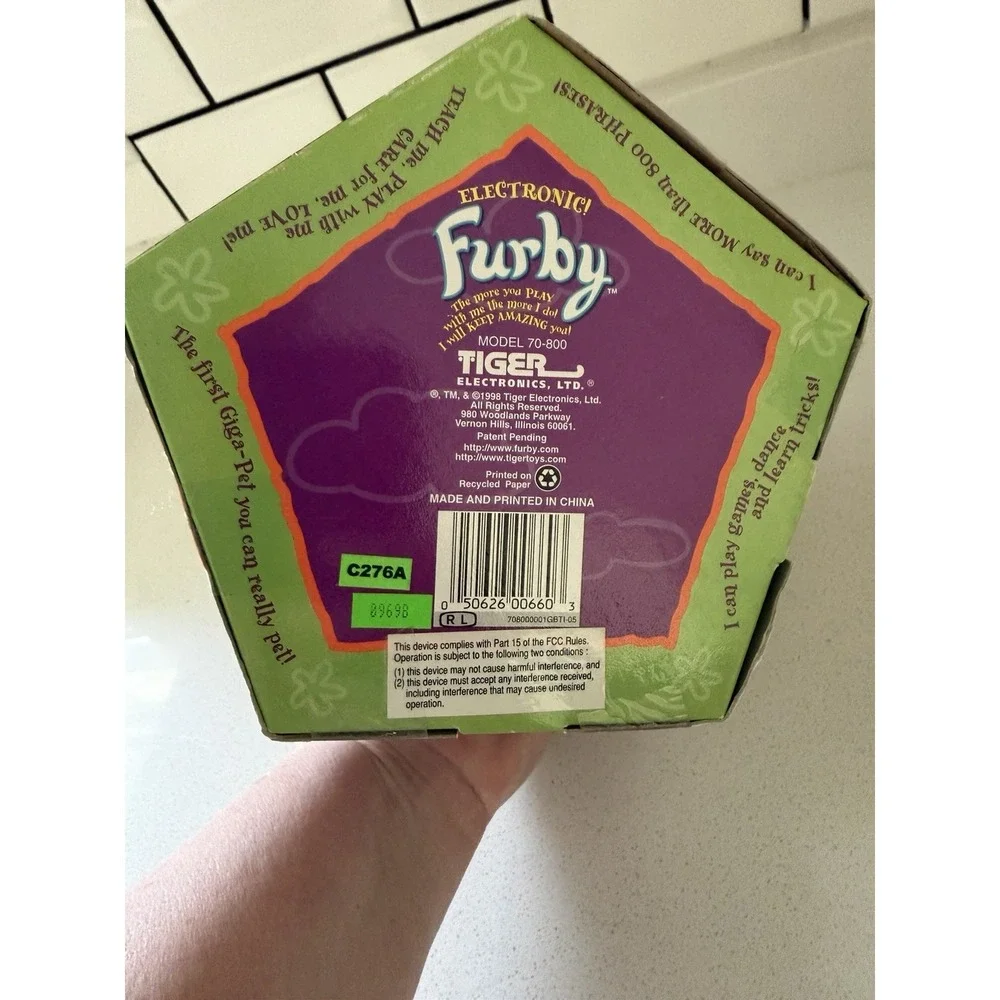 VINTAGE 1998 FURBY MODEL 70-800 TIGER STRIPE/GREY EYES NEW SEALED